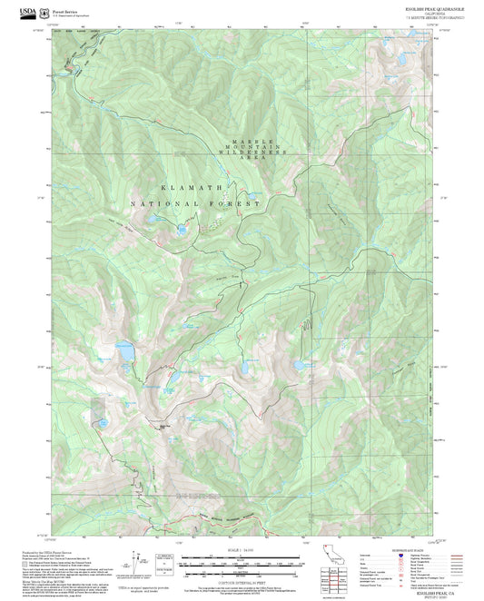 2025 Forest Service Topo Map of English Peak California