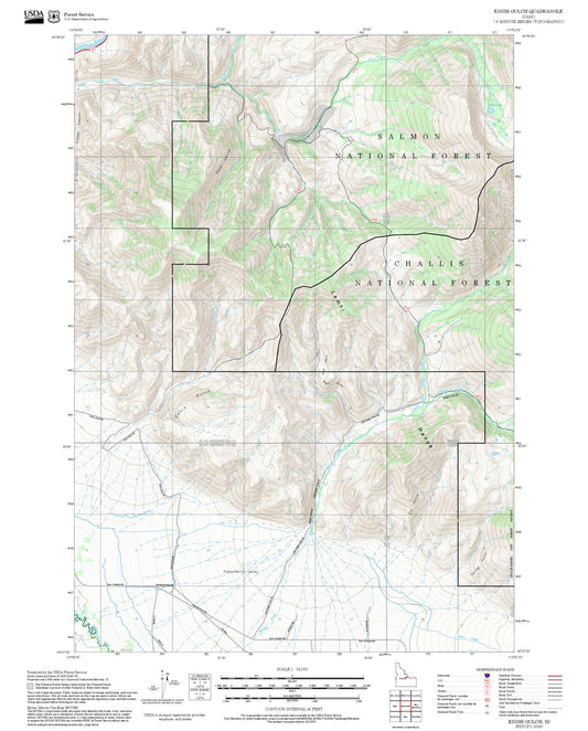 2025 Forest Service Topo Map of Ennis Gulch Idaho