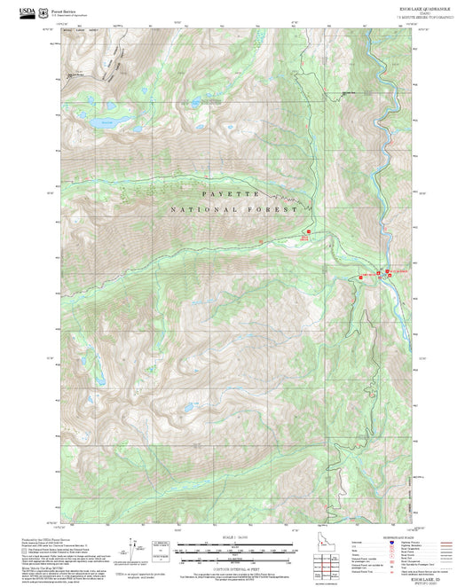 2025 Forest Service Topo Map of Enos Lake Idaho