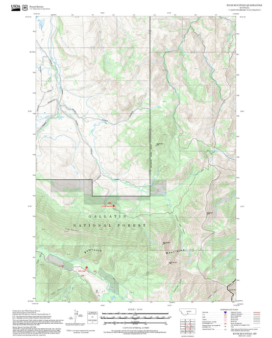 2025 Forest Service Topo Map of Enos Mountain Montana