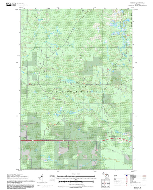 2025 Forest Service Topo Map of Ensign Michigan