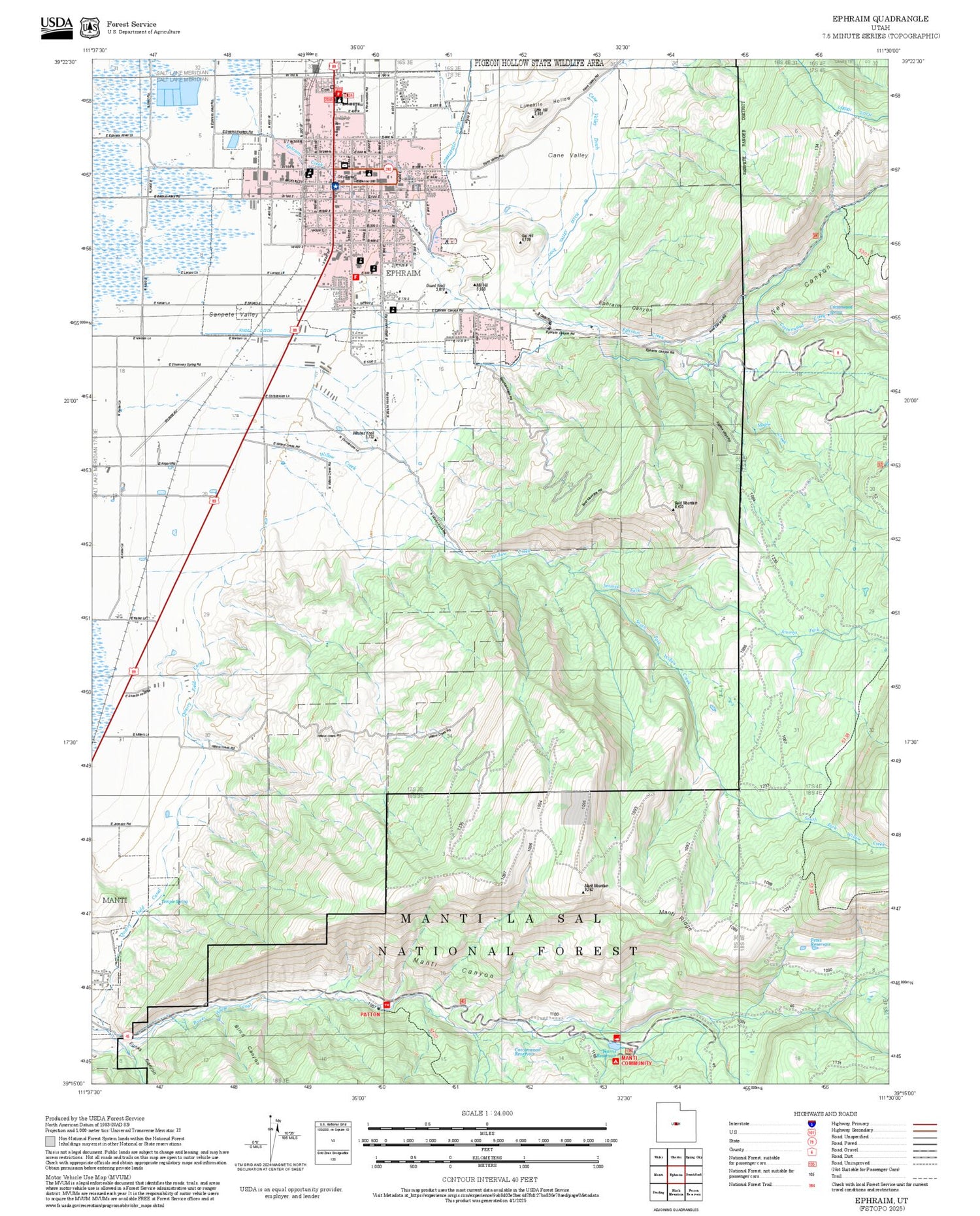 2025 Forest Service Topo Map of Ephraim Utah