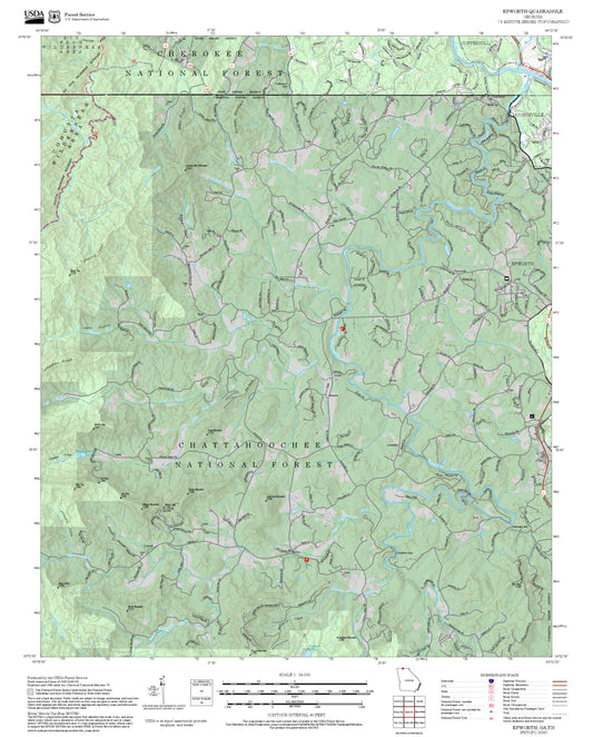 2025 Forest Service Topo Map of Epworth Georgia