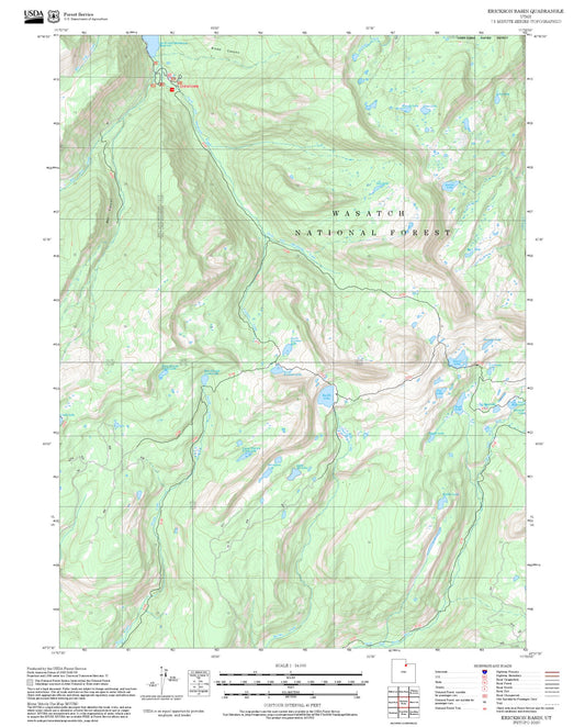 2025 Forest Service Topo Map of Erickson Basin Utah