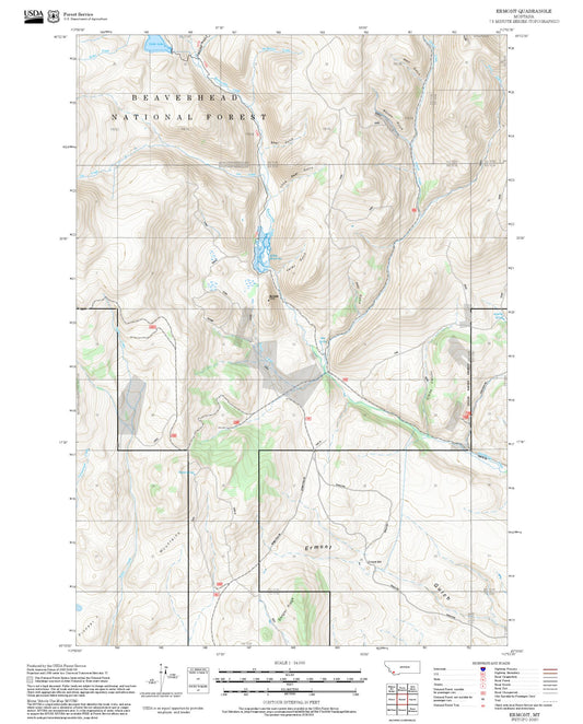 2025 Forest Service Topo Map of Ermont Montana