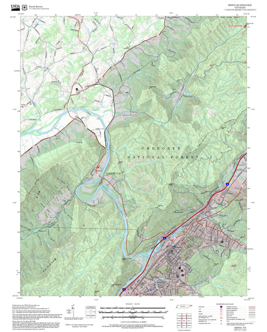 2025 Forest Service Topo Map of Erwin Tennessee