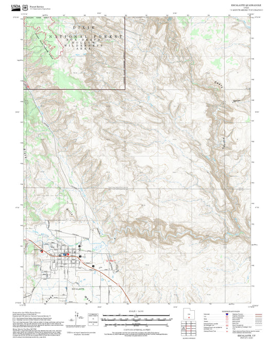 2025 Forest Service Topo Map of Escalante Utah