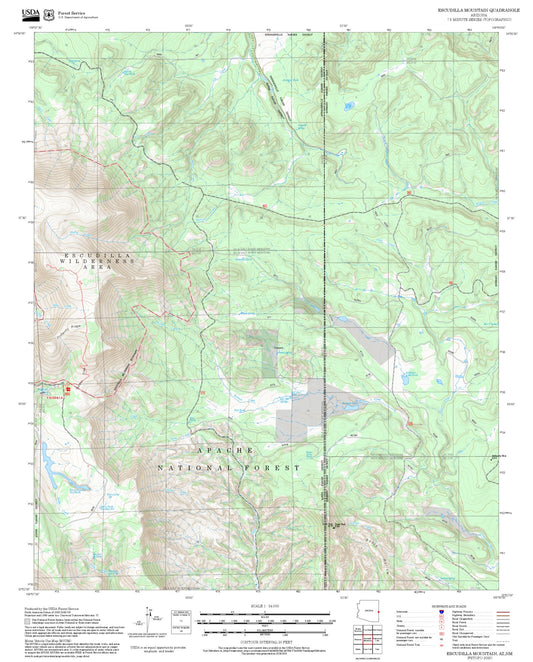 2025 Forest Service Topo Map of Escudilla Mountain Arizona