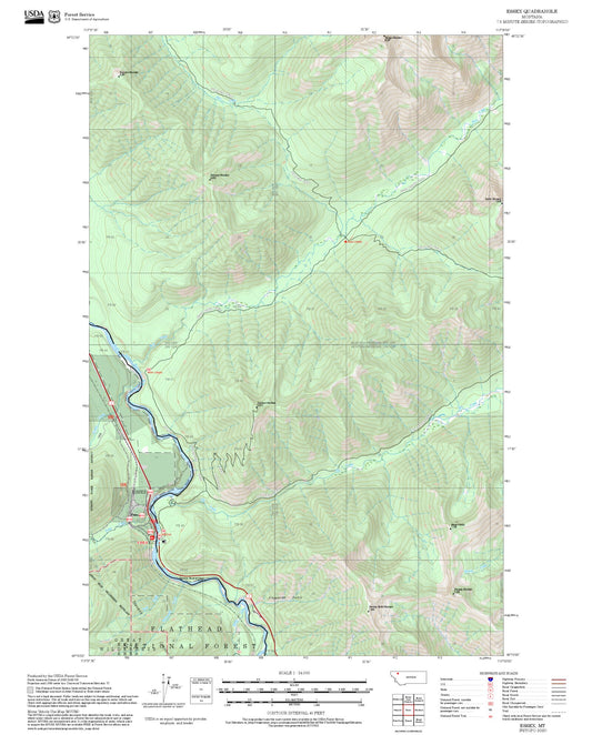 2025 Forest Service Topo Map of Essex Montana