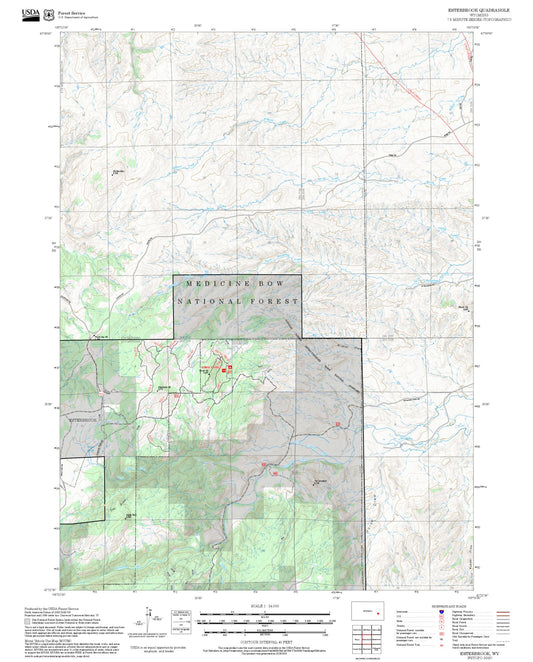 2025 Forest Service Topo Map of Esterbrook Wyoming