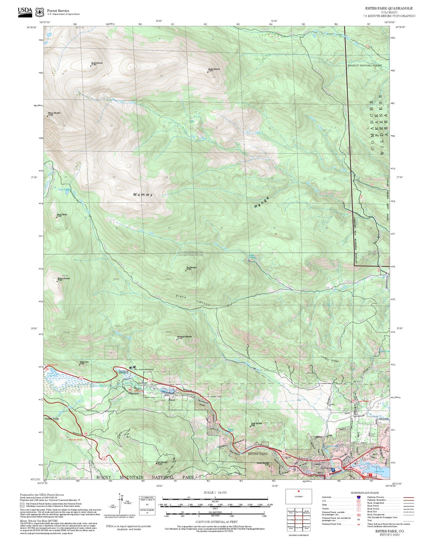 2025 Forest Service Topo Map of Estes Park Colorado – MyTopo Map Store