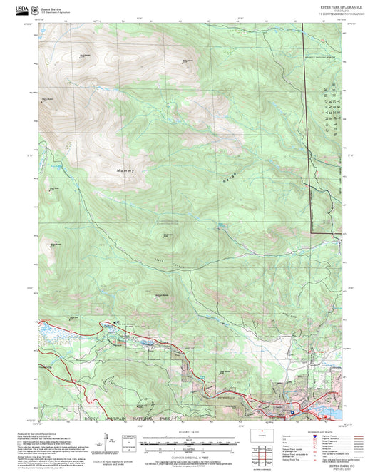 2025 Forest Service Topo Map of Estes Park Colorado