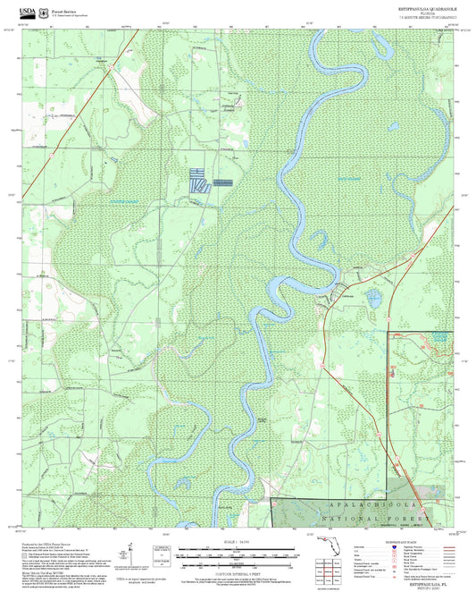 2025 Forest Service Topo Map of Estiffanulga Florida