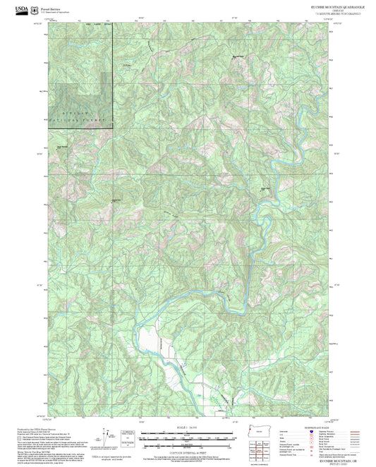 2025 Forest Service Topo Map of Euchre Mountain Oregon