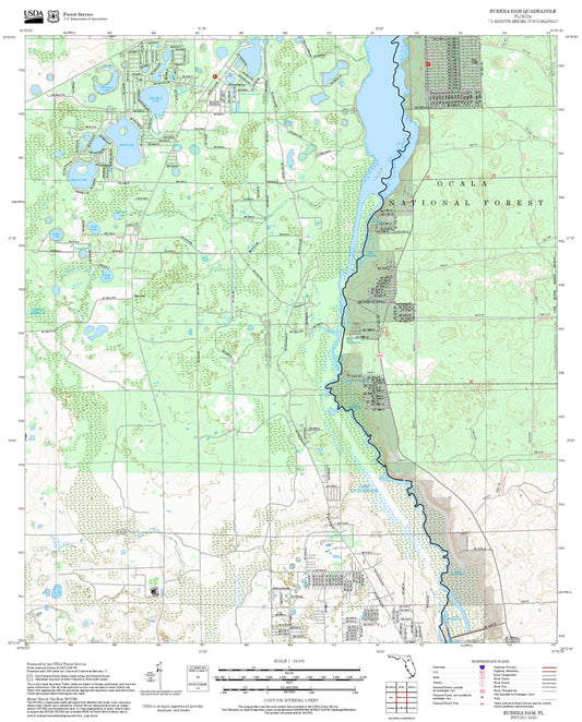 2025 Forest Service Topo Map of Eureka Dam Florida