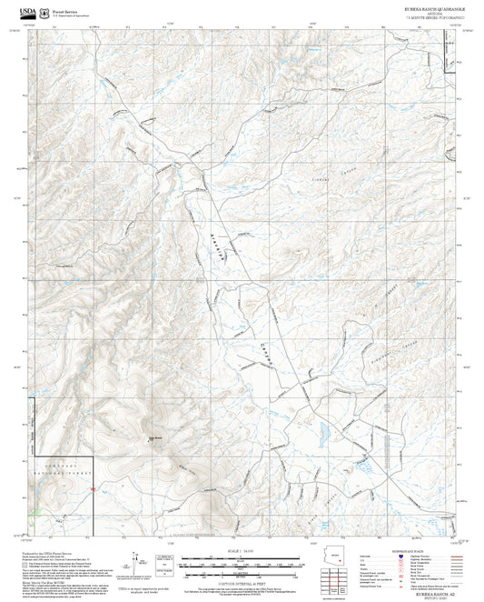 2025 Forest Service Topo Map of Eureka Ranch Arizona