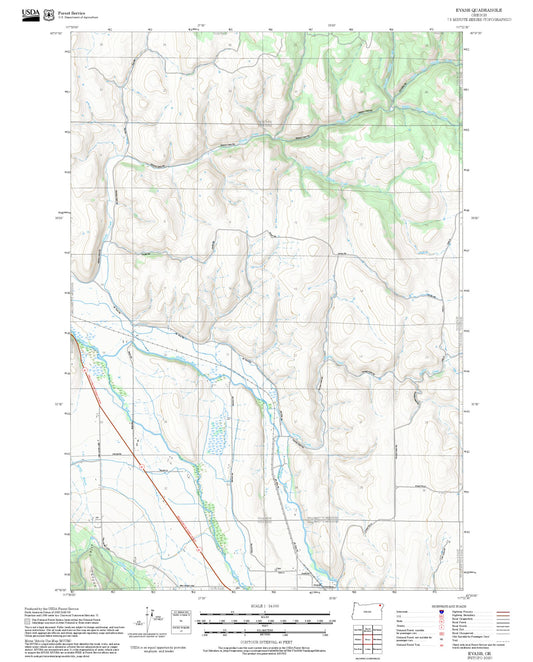 2025 Forest Service Topo Map of Evans Oregon