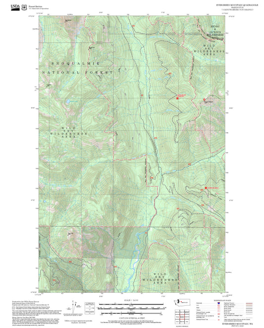 2025 Forest Service Topo Map of Evergreen Mountain Washington