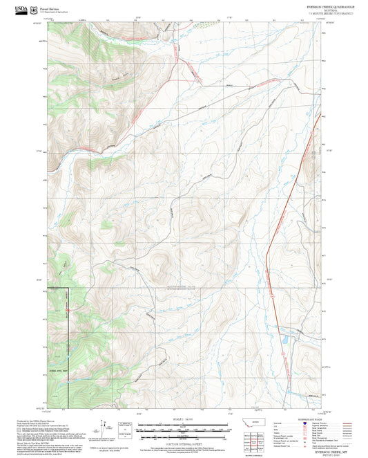 2025 Forest Service Topo Map of Everson Creek Montana