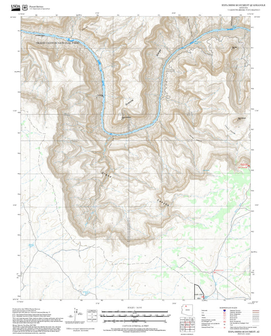 2025 Forest Service Topo Map of Explorers Monument Arizona