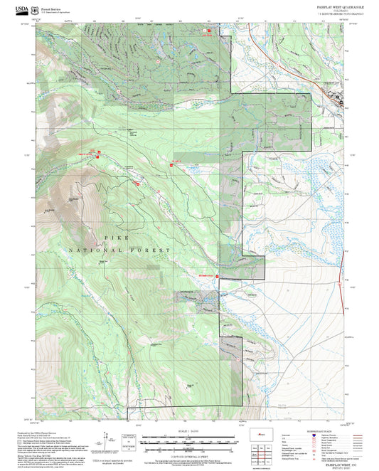 2025 Forest Service Topo Map of Fairplay West Colorado