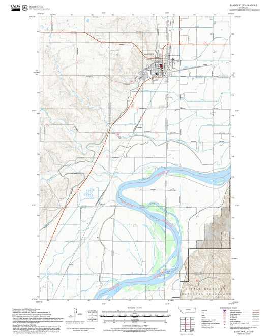 2025 Forest Service Topo Map of Fairview Montana