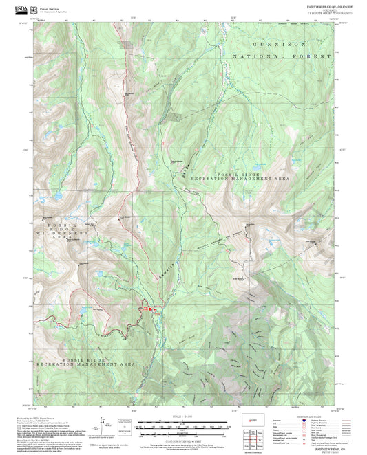 2025 Forest Service Topo Map of Fairview Peak Colorado
