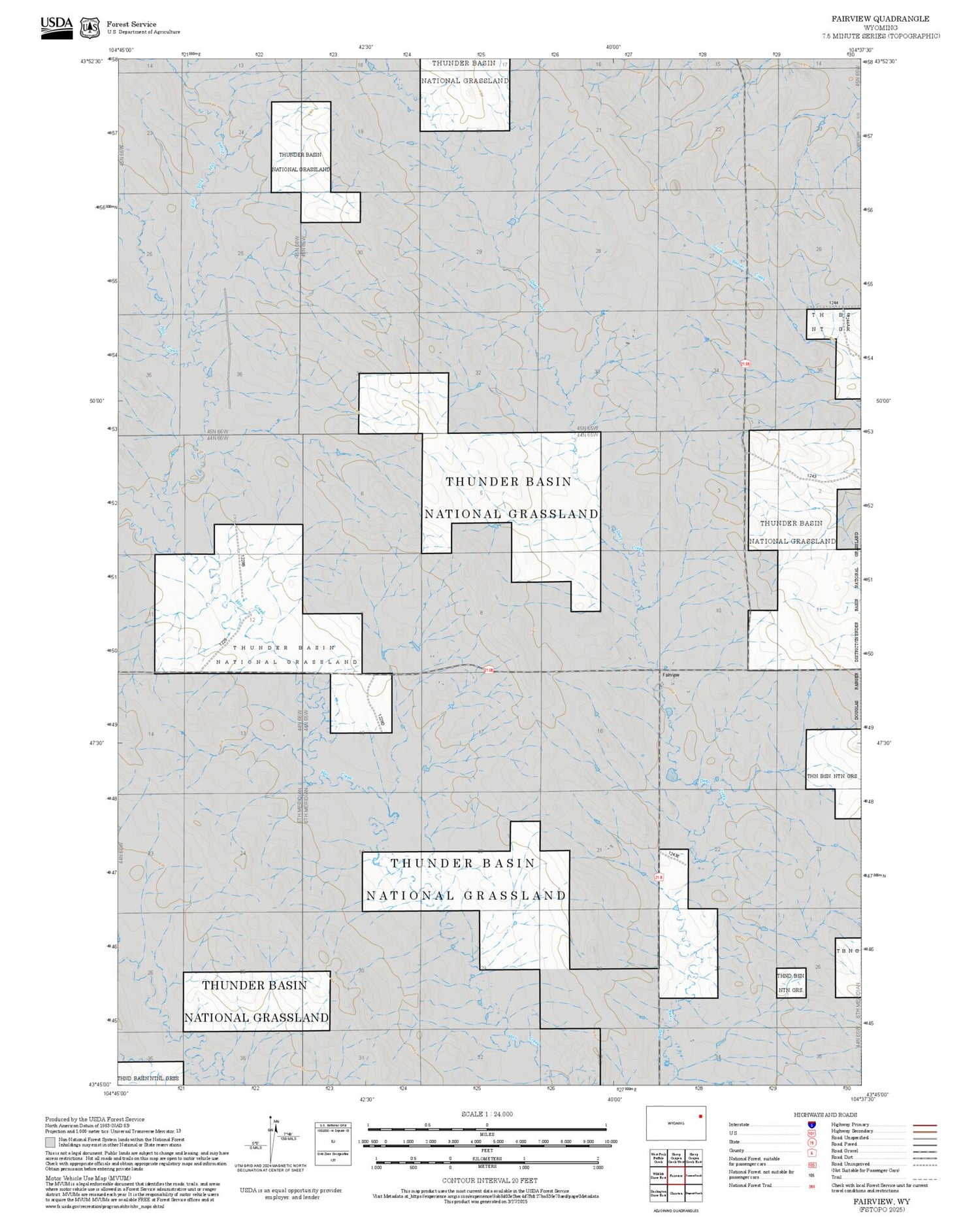 2025 Forest Service Topo Map of Fairview Wyoming