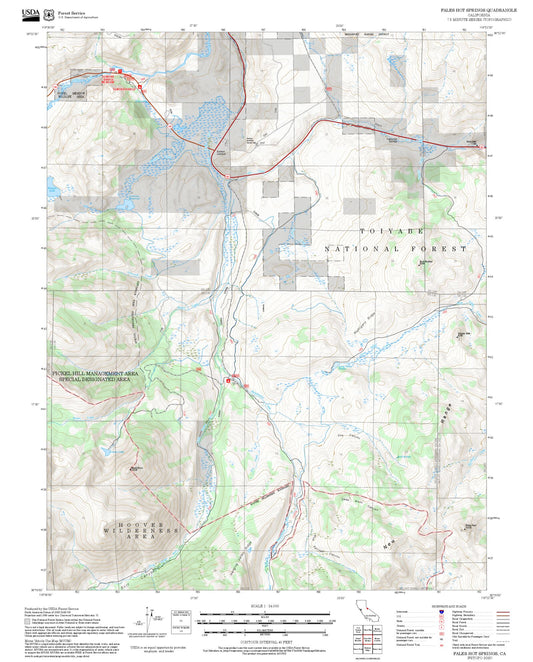 2025 Forest Service Topo Map of Fales Hot Springs California