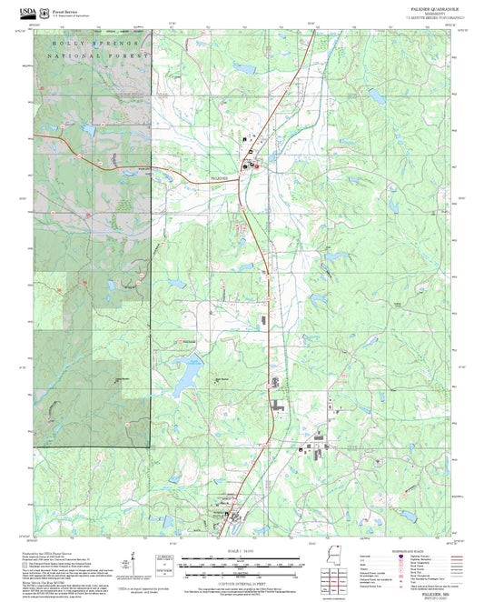2025 Forest Service Topo Map of Falkner Mississippi