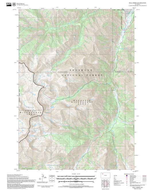 2025 Forest Service Topo Map of Fall Creek Wyoming