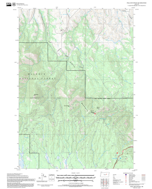 2025 Forest Service Topo Map of Fall Mountain Oregon