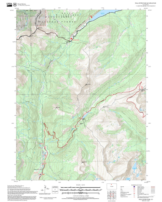 2025 Forest Service Topo Map of Fall River Pass Colorado