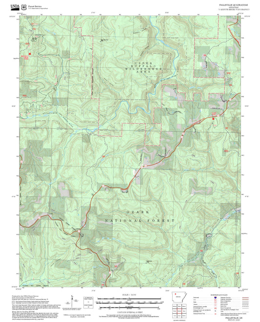 2025 Forest Service Topo Map of Fallsville Arkansas