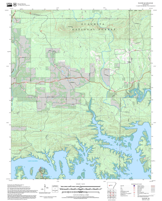 2025 Forest Service Topo Map of Fannie Arkansas