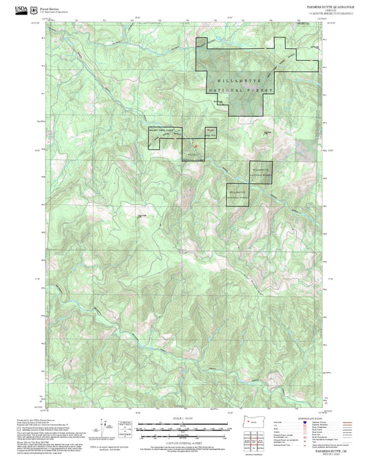 2025 Forest Service Topo Map of Farmers Butte Oregon