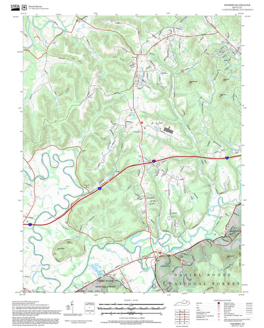 2025 Forest Service Topo Map of Farmers Kentucky