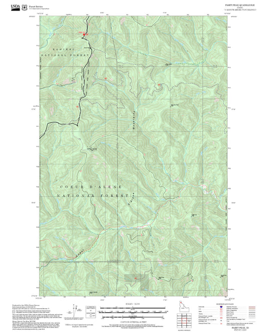 2025 Forest Service Topo Map of Faset Peak Idaho