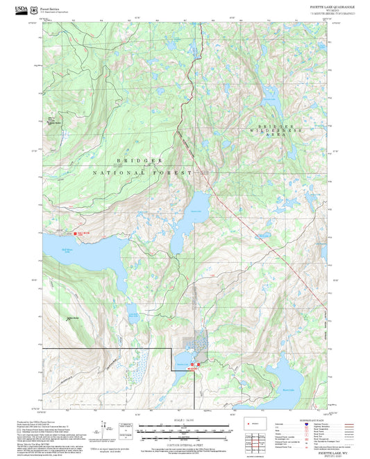 2025 Forest Service Topo Map of Fayette Lake Wyoming