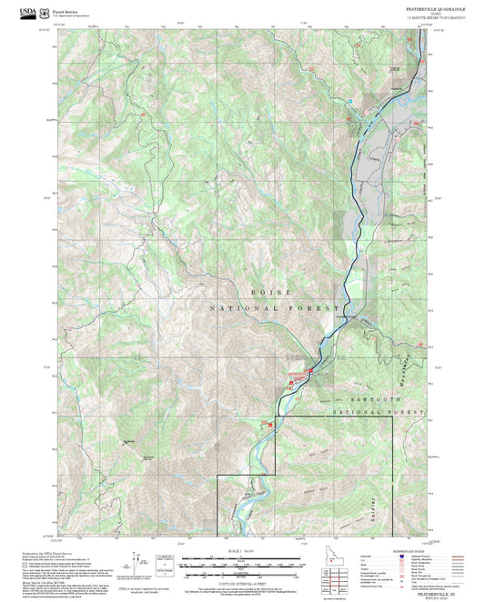 2025 Forest Service Topo Map of Featherville Idaho