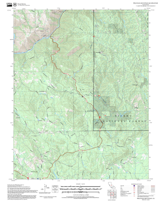 2025 Forest Service Topo Map of Feliciana Mountain California