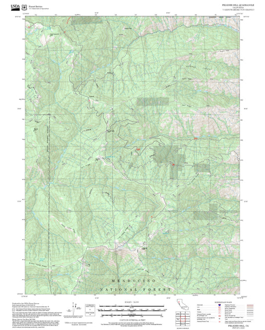 2025 Forest Service Topo Map of Felkner Hill California