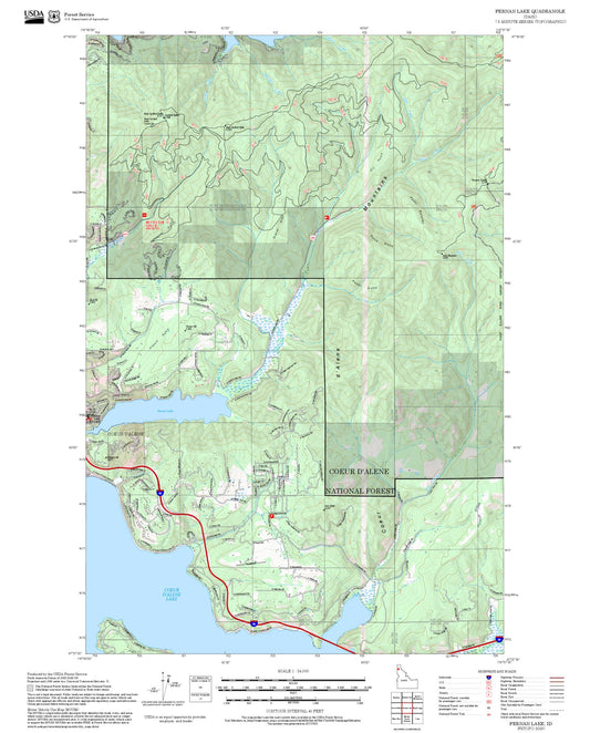 2025 Forest Service Topo Map of Fernan Lake Idaho