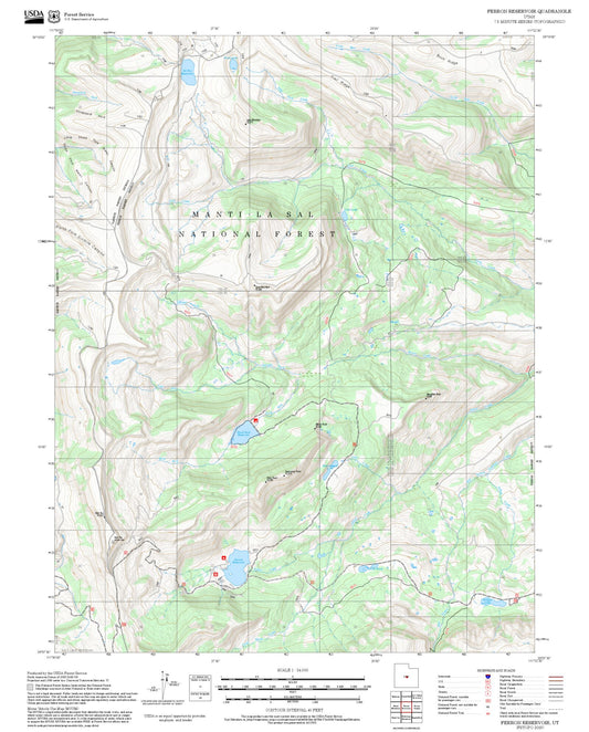 2025 Forest Service Topo Map of Ferron Reservoir Utah