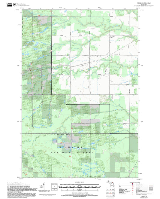 2025 Forest Service Topo Map of Fibre Michigan