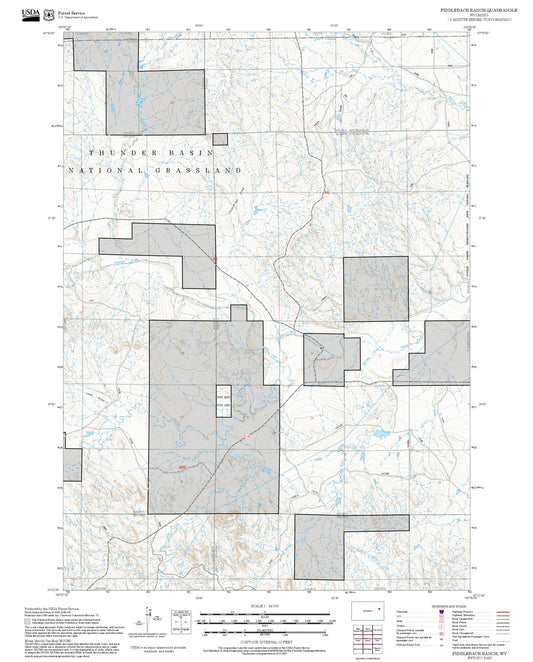 2025 Forest Service Topo Map of Fiddleback Ranch Wyoming