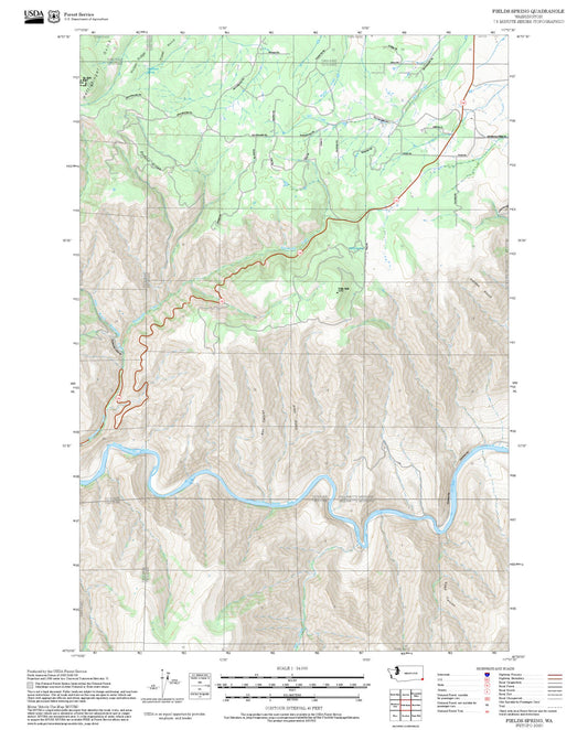 2025 Forest Service Topo Map of Fields Spring Washington
