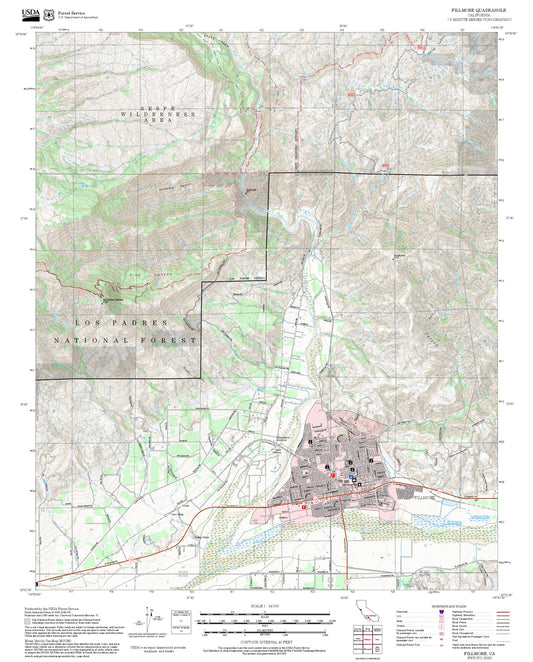 2025 Forest Service Topo Map of Fillmore California