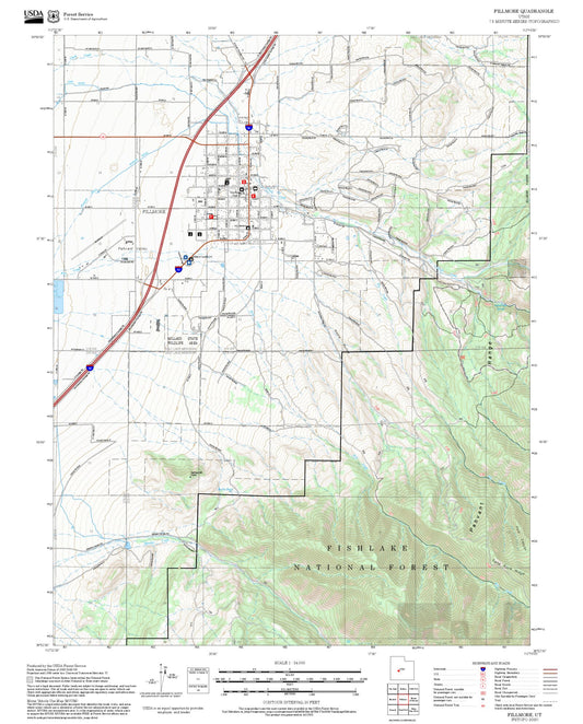 2025 Forest Service Topo Map of Fillmore Utah