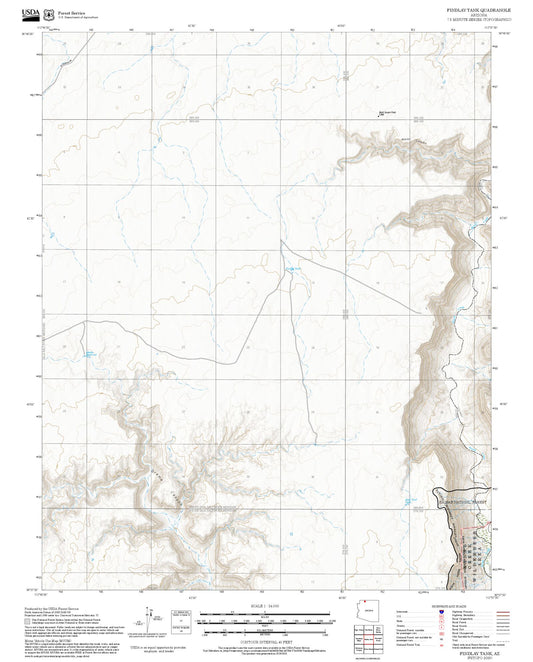 2025 Forest Service Topo Map of Findlay Tank Arizona